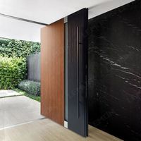 Pintu Masuk Depan Rumah Modern dari Aluminium Eksterior dengan Sistem Pivot Keamanan, Lapisan Hitam Mengkilap, Kustom Pabrik Oman