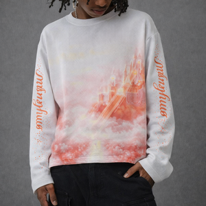 Streetwear Men's Oversized Cropped Boxy Long Sleeve Waffle T-Shirt DTG Printed Graphic <strong>Clothing</strong> <strong>Manufacturers</strong> - Product Image 3