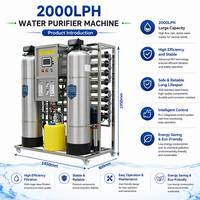 Système de purification d'eau de qualité industrielle 2000L/H avec cadre en acier inoxydable, machine de traitement d'eau par osmose inverse à 7 étapes avec UV