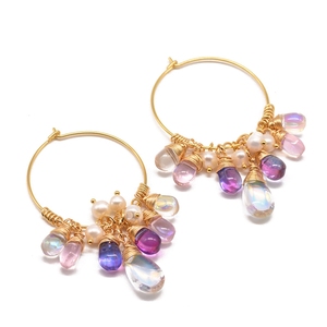 Pendientes de Aro con Perlas Naturales de Agua Dulce para Mujer, <span class=keywords><strong>Plata</strong></span> de Ley 925, Pendientes Colgantes con Borlas Coloridas - Product Image 5