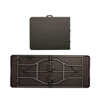 Tables pliantes rectangulaires modernes en plastique HDPE noir de 180 cm pour la maison et les fêtes, vente en gros