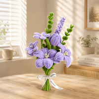 Kit de Bricolage Bouquet de Fleurs de Lys Violets – Ensemble d'Arrangement Floral Fait Main pour Décoration de Bureau, Cadeau Festif, Loisirs Créatifs