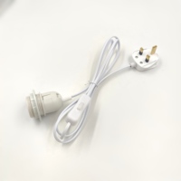 Prise UK 301, interrupteur variateur E27, support de lampe à filetage partiel, câble à anneau unique, cordon de câblage gainé de haute qualité et sécurisé 110V-250V, garantie 2 ans