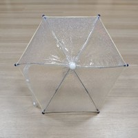 Mini parapluie droit compact pour enfants, décoratif, cadeau d'affaires, semi-transparent, effet pailleté, bordure beige, manuel