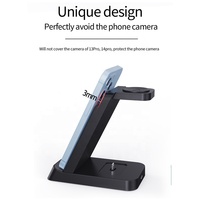 Support de bureau pliable pour chargeur sans fil 15W 3-en-1 avec adaptateur d'alimentation multiple pour station d'accueil pour téléphone portable Qi