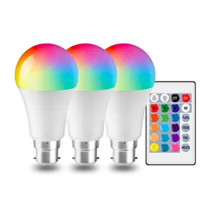 Hight Lumen Remote Control RGBW A60 B22 Led Smart Bulb AC85-265V 10W 24 Key Dimming Color Lights Suitable For Party Bars