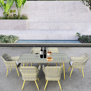 Ensemble de salle à manger de jardin en rotin pour extérieur ensemble de patio cubique mobilier de jardin en polyrattan mobilier de jardin moderne 6 chaises + table étanche