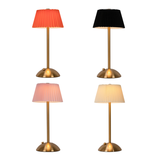 Vintage Pleated Lampshade LED Table Lamp 5V USB Powered Adjustable  Night Light Home Bedroom Decor Desk Lamp