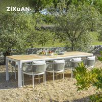 Chaises de jardin d'hôtel, mobilier de patio extérieur en rotin, ensemble table et chaises de salle à manger pour 6 personnes, chaise moderne, tabouret de bistrot