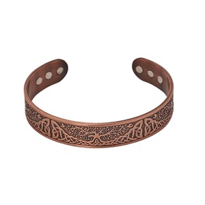 <b>Copper</b> Alloy Viking Tree Pattern Cuff <b>Bracelet</b> Unisex Gift Jewelry Open Adjustable Design - Product Image 5