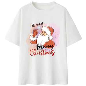 T-Shirt da <span class=keywords><strong>Uomo</strong></span> Oversize Stile Classico con Spalle Cadenti, Stampa Vintage di Babbo Natale con Segno OK, Divertente Maglietta Natalizia Retrò - Product Image 1
