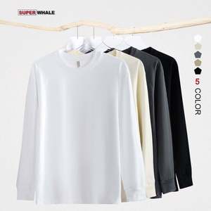 Vente en gros 230gsm coton hommes s T-shirt personnalisé vierge col rond hommes s manches longues col rond T-shirt - Product Image 1