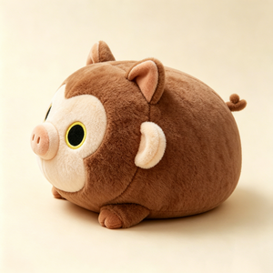 Peluche de cerdo de dibujos animados personalizado, muñeco de cerdo marrón suave para abrazar, cerdo rosa suave con hocico redondeado y pequeños costuras en las narinas. - Product Image 1