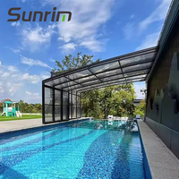 Kanopi Kolam Renang Retraktil Luar Ruangan, Penutup Kolam Berbingkai Aluminium untuk Halaman Belakang AS