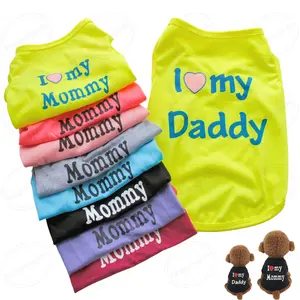 100% Kaus Katun Anjing I Love My Mommy Daddy Puppy Pakaian untuk Anjing Kecil