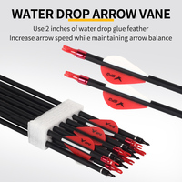 STARCN Archery – Lot de 12 flèches en carbone mixte de 7,8 mm, Spine 500, ailettes en forme de goutte d'eau avec anneau anti-explosion pour arcs composés et classiques