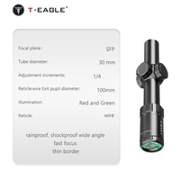 Lunette tactique T-EAGLE EOX 1.2-6X24IR-BK, tube de 30 mm, tourelle de visée rapide, réticule éclairé rouge et vert, visée optique de chasse CQB