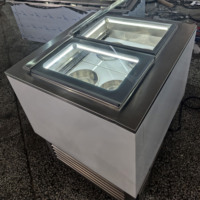 Vitrina Exhibidora de Helados de Acero Inoxidable Personalizada con 4 Cubetas, 2 Puertas de Vidrio, Enfriamiento Directo, para Exteriores, Precio de Fábrica