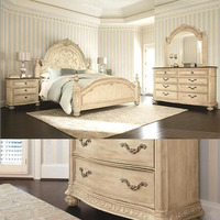 Cadre de lit en bois massif français antique de haute qualité, meubles de lit queen size king size