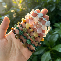 Bracelet artisanal en pierres naturelles pour la paix spirituelle et l'énergie de guérison, avec cœurs, réglable, en macramé, pour femme, cadeau bijou