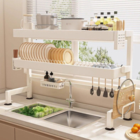 Support de séchage double niveau sur pied pour évier, étagère métallique, range-vaisselle pour cuisine, vente en gros OEM ODM