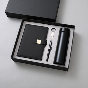 Set botol Diary A5 mewah bisnis, Set hadiah Notebook A5 kulit abu-abu dapat disesuaikan dengan pena, Mug termal dan USB - Product Image 2