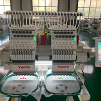 YunFu happy japon machine à coudre et à broder 2 têtes 12 15 aiguilles machine à broder chapeau bon marché