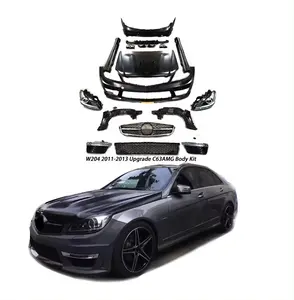 Upgrade To C63 AMG Front And Rear Bumpers Side Skirts Hoods Fender Kits For Mercedes-Benz C-Class W204 2011-2013