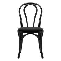 Chaise Thonet en bois de hêtre massif avec coussin amovible, chaise de salle à manger en bois courbé noir pour mariage, hôtel, café