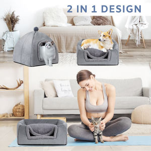 Cama de Algodón para Gato, Cueva Acogedora, Textil Suave, Casa Bonita, Lavable, Extraíble, Cama Cálida para Gatos y Perros Pequeños - Product Image 3