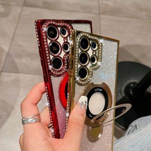 Funda Magnética Electrochapada con Soporte para <span class=keywords><strong>Samsung</strong></span> S24 Ultra S23 A05s <span class=keywords><strong>A13</strong></span> A73, con Brillantes y Degradado de Purpurina, Protectora - Product Image 5