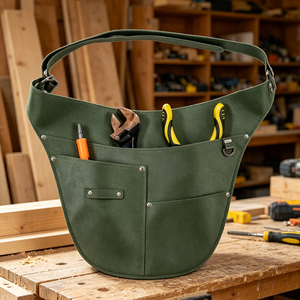 Ceinture porte-outils de jardin en similicuir premium, sangle de taille réglable, organisateur multi-poches pour le jardinage, la fleuristerie et les travaux de jardin - Product Image 1