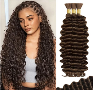 Cheveux humains en gros, tressés, style bohème, ondulés profonds, effet vague d'eau, double trame pour extensions de cheveux - Product Image 6