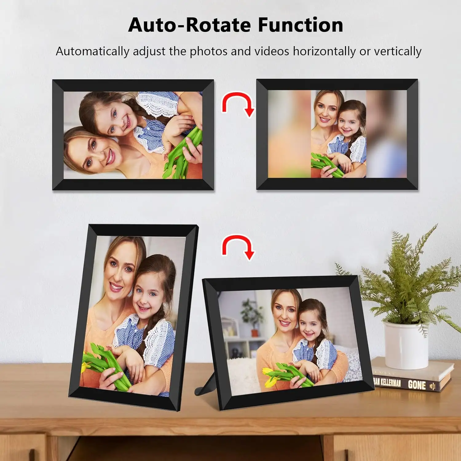 Large stock christmas/birthday/black friday gift woden case Frameo 10.1 inch IPS 800*1280 WiFi Digital Photo Picture Frames