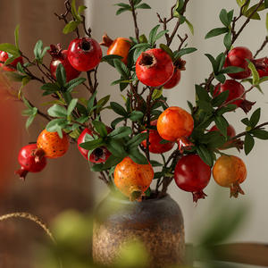 Faux fruit de grenade et de kaki Longstar, branche fleurie réaliste, arrangement Ruyi, plastique résistant à l'eau, pour intérieur - Product Image 2