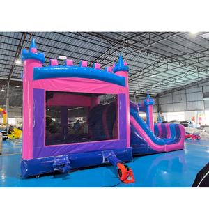 Yeni fabrika özel çocuk parti kullanımı düz renk PVC sıçrama ev açık şişme kale su kaydırağı THL marka satış - Product Image 2