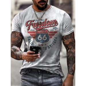 Camiseta Básica de Poliéster con Estampado Ruta 66 para Verano, Ajuste Holgado, Diseño Gráfico Motor 66 <span class=keywords><strong>Inn</strong></span>, Cuello Redondo Vintage, Venta al por Mayor - Product Image 4