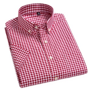 Custom Embroidered Men's Oxford Stripe <strong>Checked</strong> Plaid Work <strong>Shirt</strong> Non-Iron Twill Business Button Dress Short Sleeves Formal Office - Product Image 2