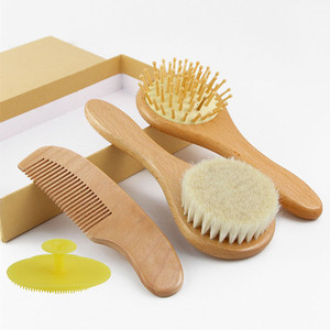 <strong>Kids</strong> Wooden <strong>Hair</strong> Brush Newborn Gift Set Round Brushes for <strong>Hair</strong> Professional Wood <strong>Comb</strong> - Product Image 4