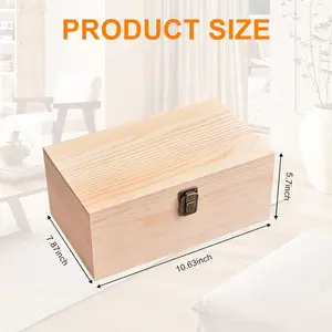 Boîtes de rangement en bois en gros best-seller d'usine, différents styles et tailles de boîtes de rangement en bois avec couvercles et charnières