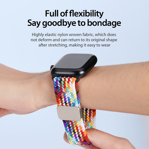Bracelet élastique tissé en nylon adapté aux montres intelligentes, bracelet de montre de sport avec boucle magnétique en alliage d'aluminium - Product Image 4