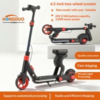 Trottinette électrique transfrontalière 6,5 pouces à deux roues avec cadre en alliage d'aluminium et roues en PU, modèle E74, nouvelle, 25 km/h, portable, pliable, avec siège pour enfants