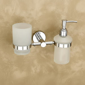 Dispensador de líquidos de vidrio con soporte para cepillo de dientes - Product Image 1