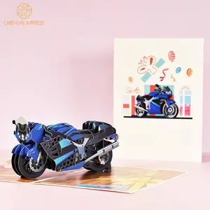 Tarjeta Pop-Up 3D para motocicleta, tarjeta de cumpleaños para el Día del Padre, tarjeta de felicitación para amantes de las motos