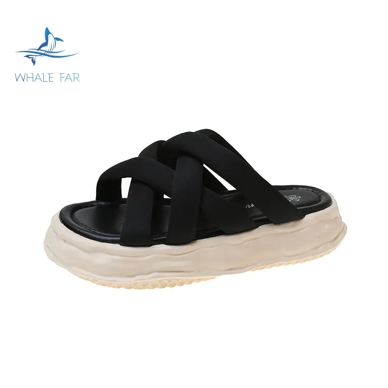 Sandalias de suela gruesa y zapatos de playa de suela blanda para mujer, zapatillas cómodas de exterior para verano