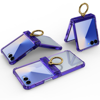 Casing HP Transparan Berkualitas Tinggi dengan Ring Holder dan Pelindung Layar untuk Samsung Z Flip 8 7 6 5 4 3 (Barang Baru)