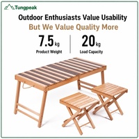 Ensemble table et chaises pliantes en bois de hêtre, ensemble portable pour pique-nique et barbecue