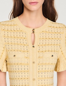 OUDINA 2026 Venta al por Mayor, Nuevo Vestido Largo de Punto con Pedrería, Cuello Redondo, Manga Corta, Elegante y Sofisticado <span class=keywords><strong>para</strong></span> Mujer - Product Image 6