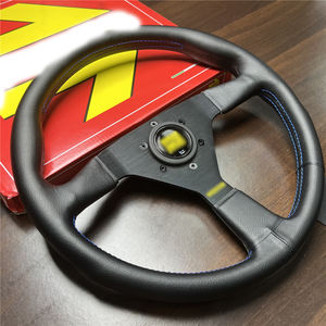 Pour <span class=keywords><strong>MOMO</strong></span> Monte Carlo 350MM <span class=keywords><strong>volant</strong></span> de voiture cuir noir avec coutures bleues nouveau modèle - Product Image 3