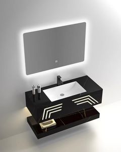 세라믹 분지와 Led 거울 슬레이트 록 스톤 더블 데크 욕실 캐비닛 - Product Image 2